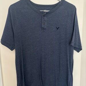 American Eagle Outfitters Navy Button Down Henley Shirt